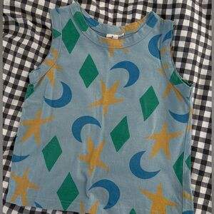 Kids Blue Sleeveless Top with Stars, Moons & Diamonds